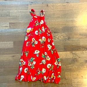 Red floral dress
